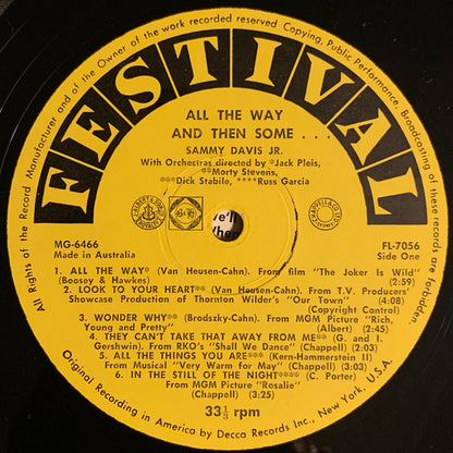 Sammy Davis Jr. : All The Way...And Then Some! (LP, Album, Mono)