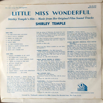 Shirley Temple : Little Miss Wonderful (Music From Her Original Film Soundtracks) (LP, Album, Comp, Mono)