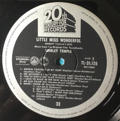 Shirley Temple : Little Miss Wonderful (Music From Her Original Film Soundtracks) (LP, Album, Comp, Mono)
