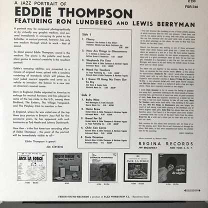 Eddie Thompson Featuring Ron Lundberg And Lewis Berryman : A Jazz Portrait Of Eddie Thompson (LP, Album, RE)