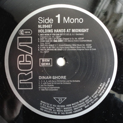 Dinah Shore : Holding Hands At Midnight (LP, Mono, RE)