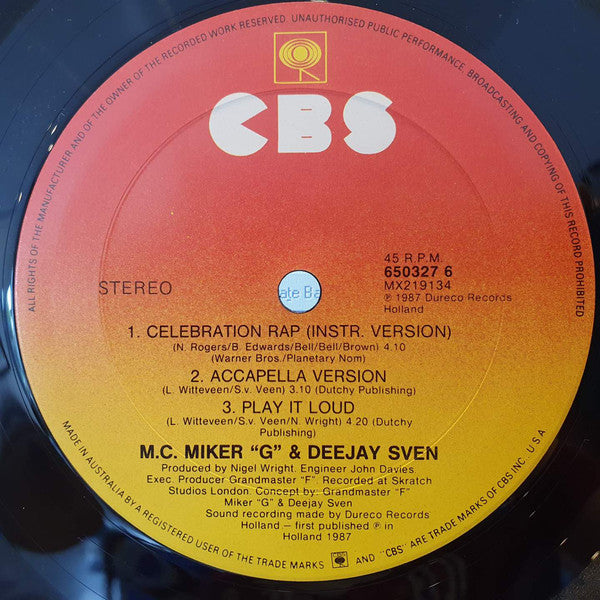 MC Miker G. & DJ Sven : Celebration Rap (12")