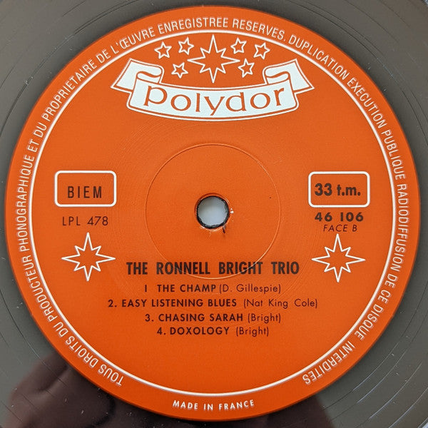 The Ronnell Bright Trio : The Ronnell Bright Trio (LP, Album, Mono, Ltd, RE, RP, 180)
