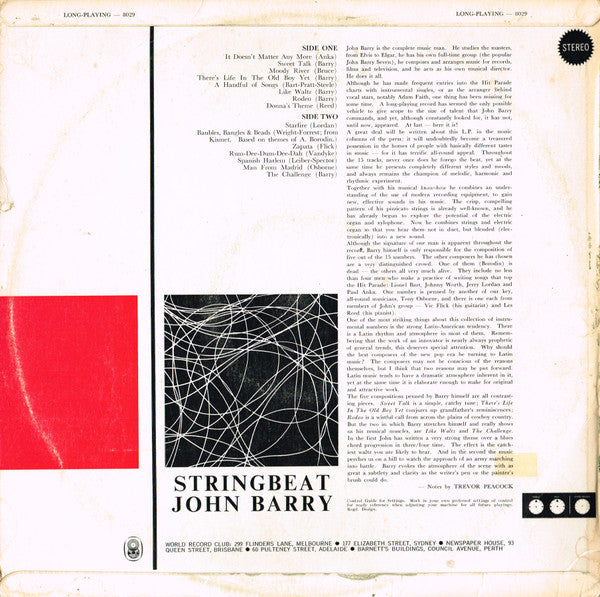 John Barry : Stringbeat (LP, Album, Club, RE, 299)