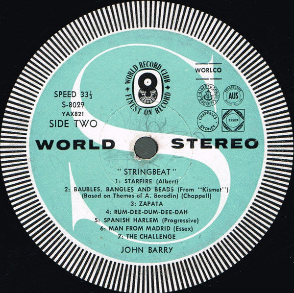 John Barry : Stringbeat (LP, Album, Club, RE, 299)