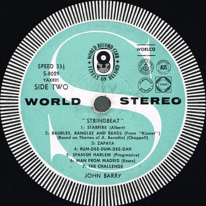 John Barry : Stringbeat (LP, Album, Club, RE, 299)