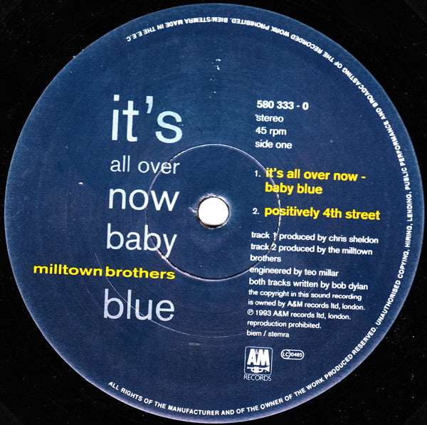 Milltown Brothers : It's All Over Now Baby Blue (10", EP, Ltd, Num)