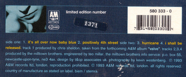 Milltown Brothers : It's All Over Now Baby Blue (10", EP, Ltd, Num)