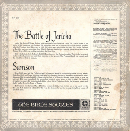 Leif Erickson : Bible Stories: The Battle Of Jericho / Samson, Vol III (LP, Styrene)