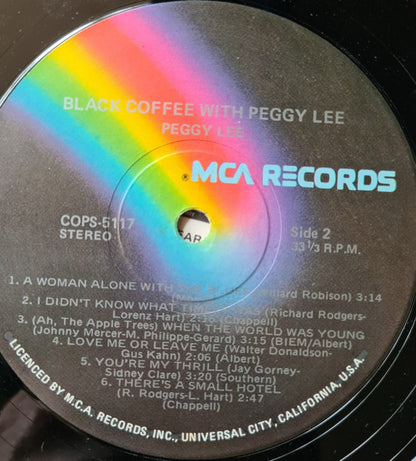 Peggy Lee : Black Coffee (LP, Album, RE)