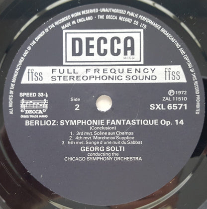 Hector Berlioz, Chicago Symphony Orchestra, Georg Solti : Symphonie Fantastique (LP, RP)