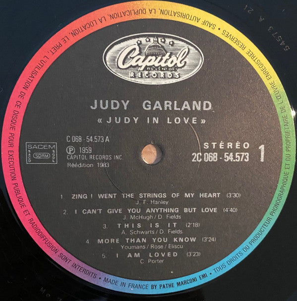 Judy Garland : Judy In Love (LP, Album, RE)