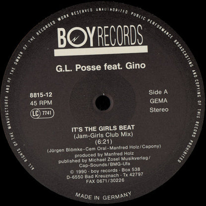 G.L. Posse Featuring Gino* : It's The Girls Beat (12")