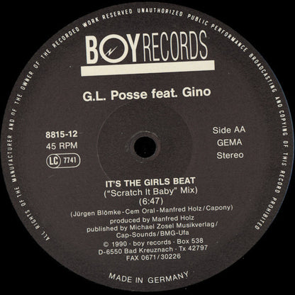 G.L. Posse Featuring Gino* : It's The Girls Beat (12")