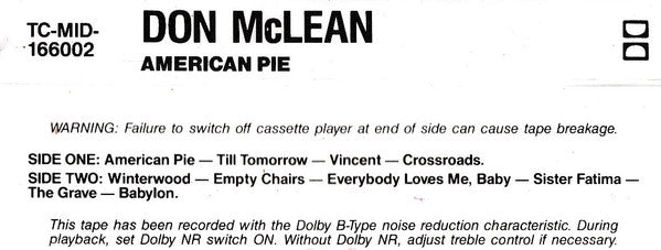 Don McLean : American Pie  (Cass, Album)