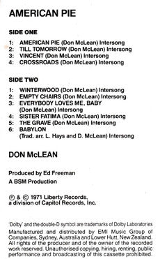 Don McLean : American Pie  (Cass, Album)