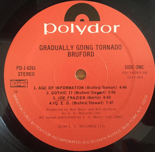 Bruford : Gradually Going Tornado (LP, Album, Pre)