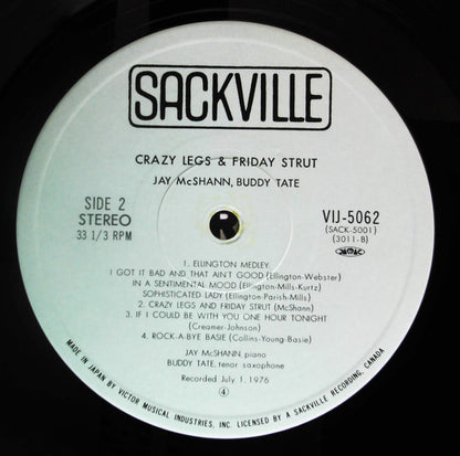 Jay McShann · Buddy Tate : Crazy Legs & Friday Strut (LP, Album)