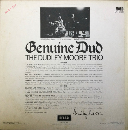 Dudley Moore Trio : Genuine Dud (LP, Album, Mono)