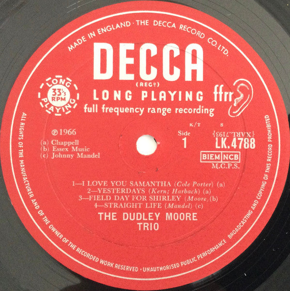 Dudley Moore Trio : Genuine Dud (LP, Album, Mono)