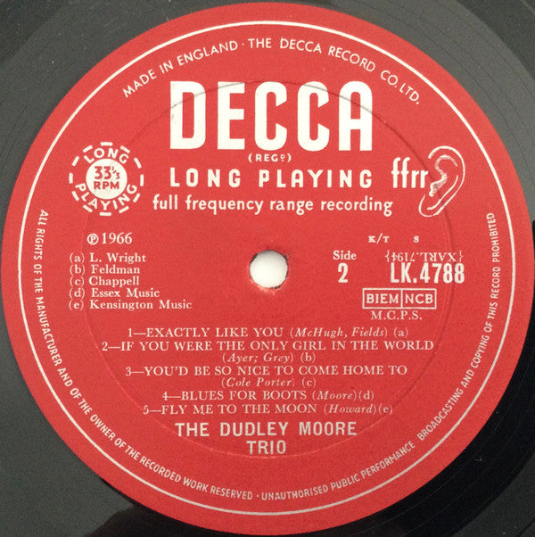 Dudley Moore Trio : Genuine Dud (LP, Album, Mono)