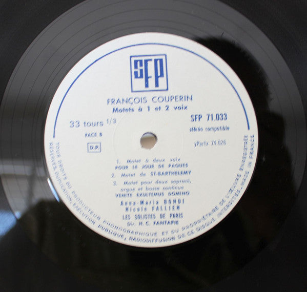François Couperin, Anna-Maria Bondi, Nicole Fallien, Orchestre Des Solistes De Paris : Motets à 1 Et 2 Voix (LP, gat)