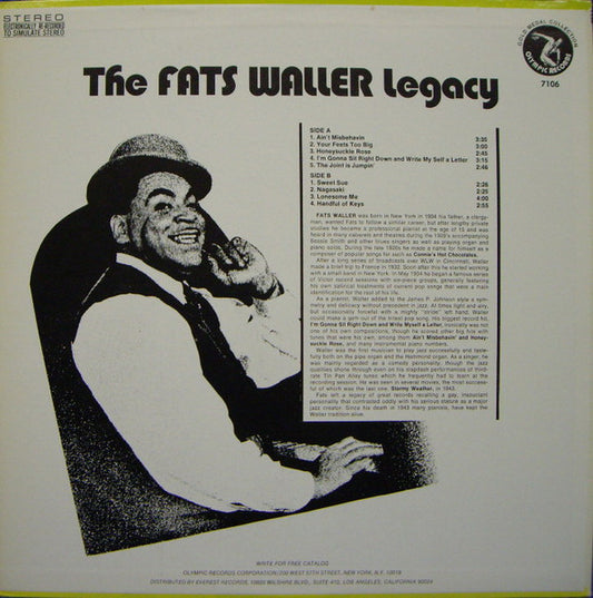 Fats Waller : The Fats Waller Legacy (LP, Comp)