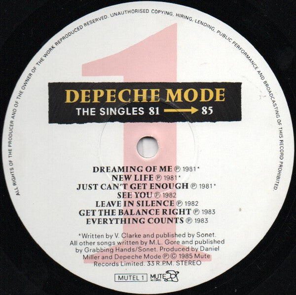 Depeche Mode : The Singles 81 → 85 (LP, Comp, Gat)