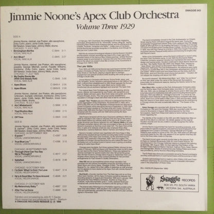 Jimmie Noone's Apex Club Orchestra : Volume Three 1929 (LP, Comp, Mono, RM)