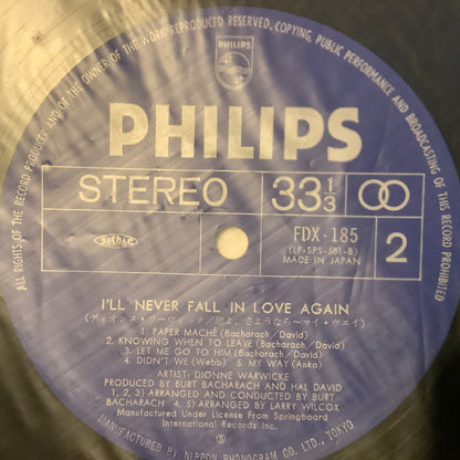 Dionne Warwick = Dionne Warwick : I'll Never Fall In Love Again (LP, Album)