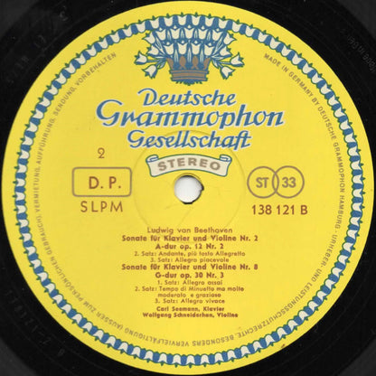 Ludwig Van Beethoven, Carl Seemann ∙ Wolfgang Schneiderhan : Violinsonaten D-Dur Op. 12 Nr. 1 ∙ A-Dur Op. 12 Nr. 2 ∙ G-Dur Op. 30 Nr. 3 (LP, RP)