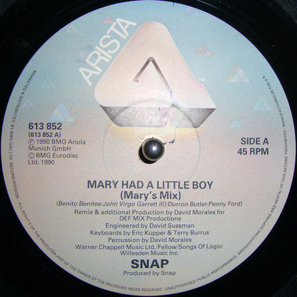 Snap! : Mary Had A Little Boy (The Dave Morales Remixes) (12")