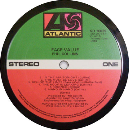 Phil Collins : Face Value (LP, Album, Gat)