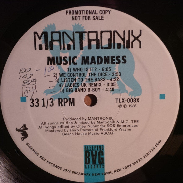 Mantronix : Music Madness (LP, Album, Promo)