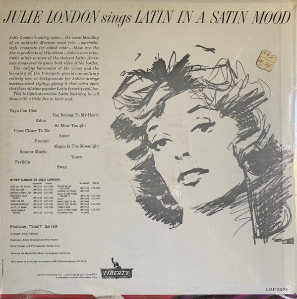 Julie London : Julie London Sings Latin In  A Satin Mood (LP, Album, Mono)