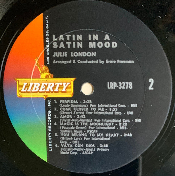 Julie London : Julie London Sings Latin In  A Satin Mood (LP, Album, Mono)