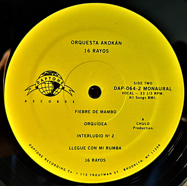 Orquesta Akokán : 16 Rayos (LP, Album, Mono)