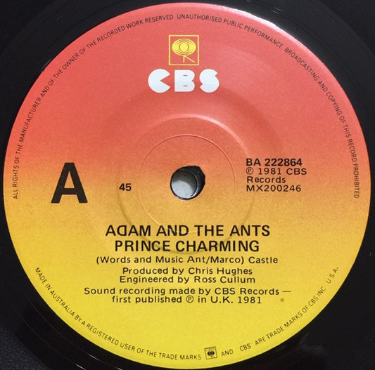 Adam And The Ants : Prince Charming (7", Single)
