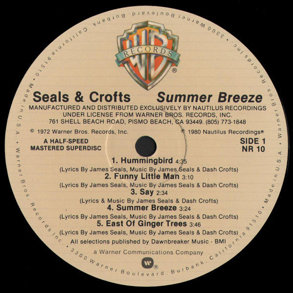 Seals & Crofts : Summer Breeze (LP, Album, Ltd, RE)