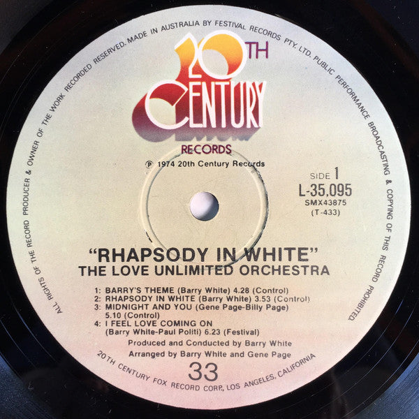 Love Unlimited Orchestra : Rhapsody In White (LP, Album)