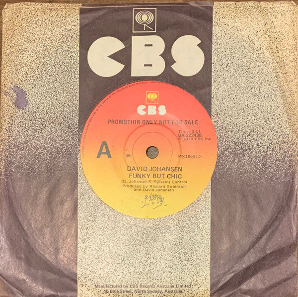David Johansen : Funky But Chic / The Rope (The Let Go Song) (7", Single, Promo)