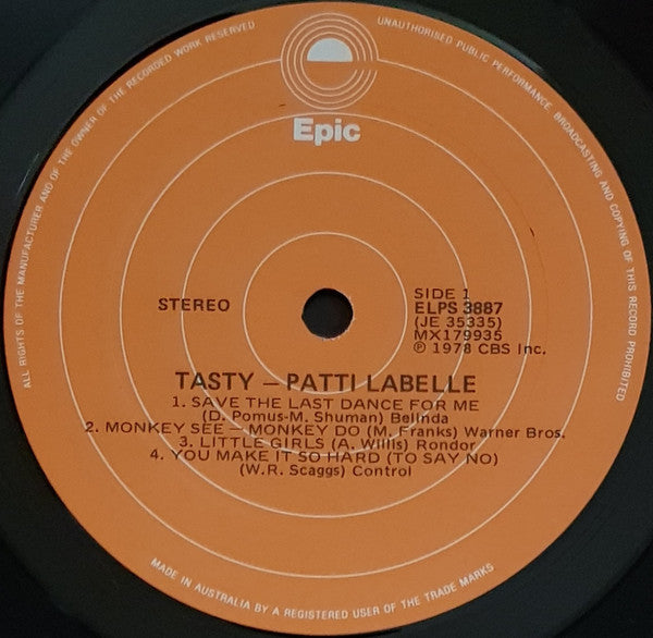 Patti LaBelle : Tasty (LP, Album)