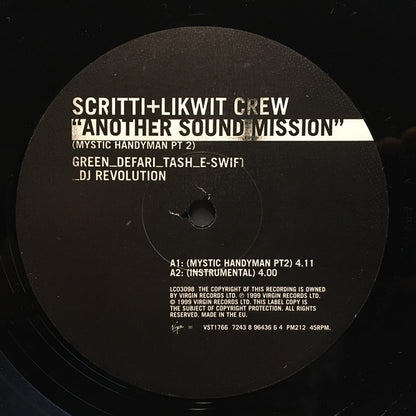 Scritti Politti + Likwit Crew : Another Sound Mission (Mystic Handyman Pt 2) (12")