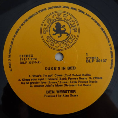 Ben Webster : Duke's In Bed! (LP, Album)