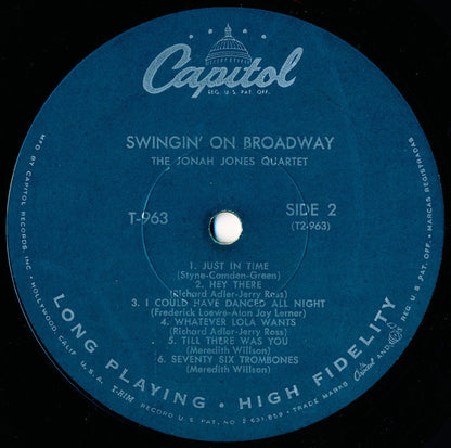 The Jonah Jones Quartet : Swingin' On Broadway (LP, Album, Mono)