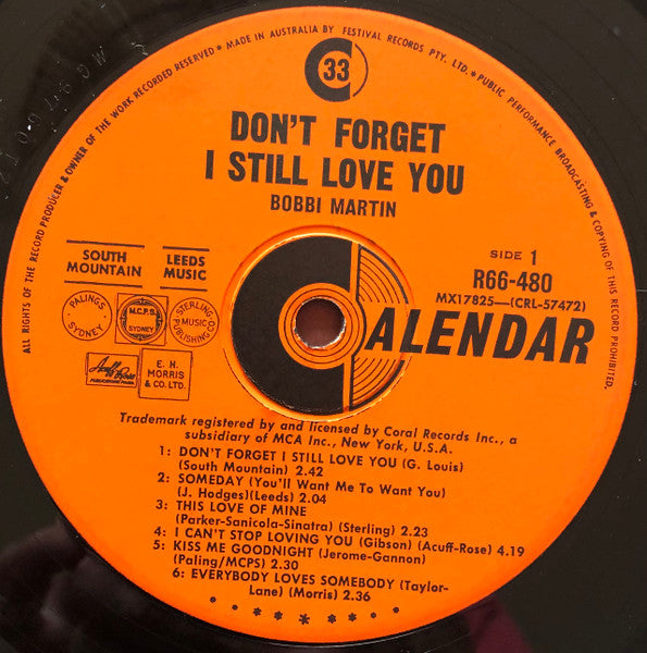 Bobbi Martin : Don't Forget I Still Love You (LP, RE)