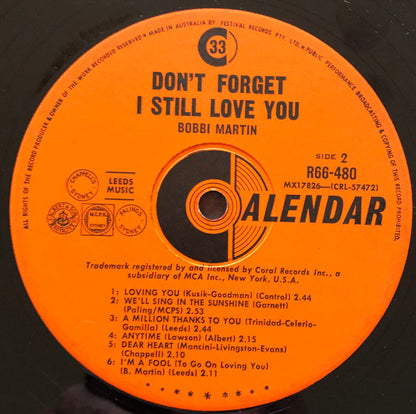 Bobbi Martin : Don't Forget I Still Love You (LP, RE)