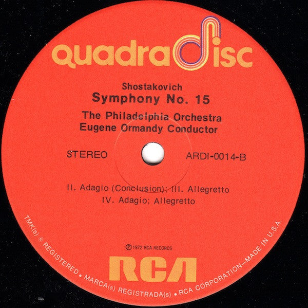 Shostakovich* - Eugene Ormandy / The Philadelphia Orchestra : Symphony No. 15 (LP, Quad)