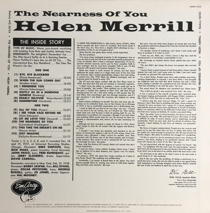 Helen Merrill : The Nearness Of You (LP, Album, Mono, RE)