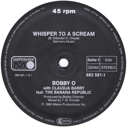 Bobby "O" & His Banana Republic Feat. Claudja Barry : Whisper To A Scream (12", Maxi)
